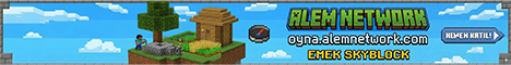 Alem Network - Yenilikçi Türk Emek SkyBlock Sunucusu Minecraft Server banner