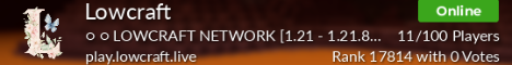 Lowcraft Minecraft Server banner